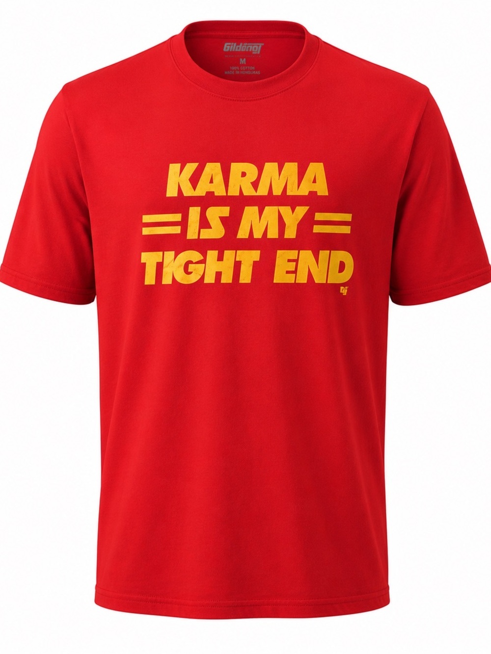 BreakingT Karma Is My Tight End Red Graphic T-Shirt Women’s Large NWT Funny Tee